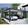 Carport aluminium toit plat autoporté pour 2 voitures