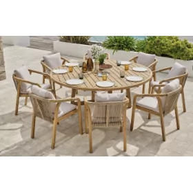 Ensemble table Serena Ø180 avec ses 8 fauteuils %product-name%