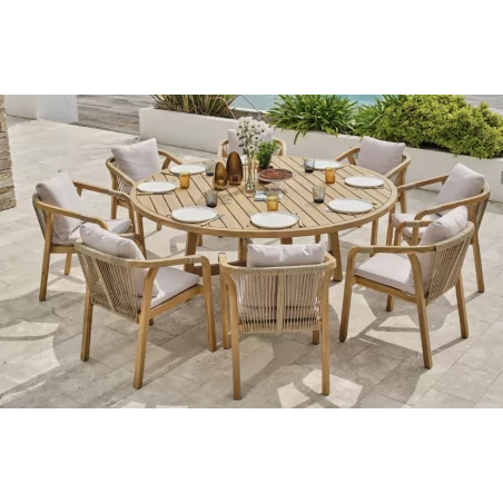 Ensemble table Serena Ø180 avec ses 8 fauteuils