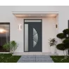 Porte d'entrée aluminium monobloc Tours + gris anthracite RAL 7016 avec imposte et châssis latéral