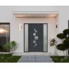 Porte d'entrée aluminium monobloc BLOIS blanc RAL 7016 texturé avec 2 chassis latéraux | fenetres-pas-cher.com