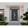 Porte d'entrée aluminium monobloc BLOIS blanc RAL 7016 texturé avec 2 châssis latéraux et imposte | fenetres-pas-cher.com