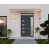 Porte d'entrée aluminium monobloc PARIS gris RAL 7016 texturé avec imposte et châssis latéral | fenetres-pas-cher.com