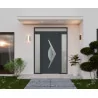 Porte d'entrée aluminium monobloc MARSEILLE gris RAL 7016 texturé avec imposte et 2 châssis latéraux | fenetres-pas-cher.com