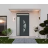 Porte d'entrée aluminium monobloc TOURS gris 7016 avec imposte et châssis latéral |fenetres-pas-cher.com