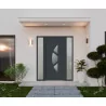 Porte d'entrée aluminium monobloc TOURS gris 7016 avec 2 châssis latéraux |fenetres-pas-cher.com