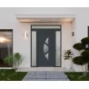 Porte d'entrée aluminium monobloc TOURS gris 7016 avec imposte et 2 chassis latéraux|fenetres-pas-cher.com