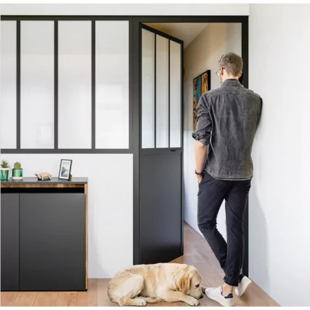 Ensemble verrière atelier et porte battante atelierfenetres-pas-cher.comPorte battante type atelier