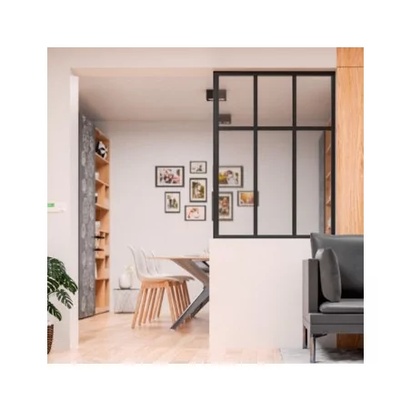 Verrière d'atelier fixe aluminium modulable avec traverse haute|fenetres-pas-cher.com