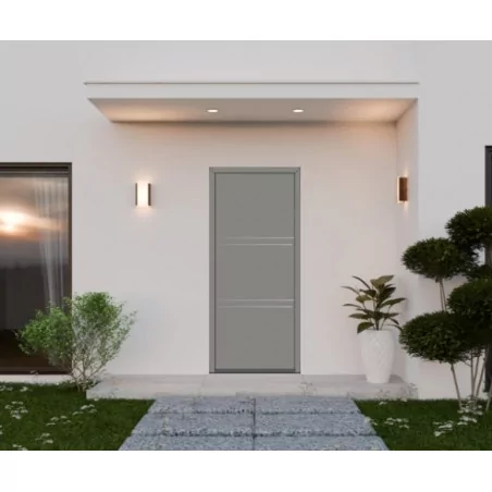 Porte d'entrée aluminium monobloc gris 9007