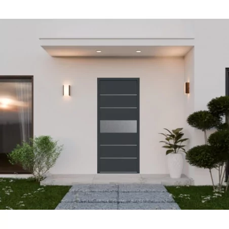 Porte d'entrée aluminium monobloc Nantes gris anthracite RAL 7016