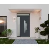 Porte d'entrée aluminium monobloc Lyon avec 1 châssis latéral et imposte