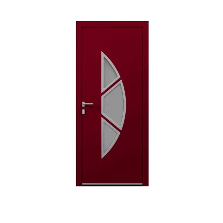 Porte d'entrée aluminium monobloc Tours + rouge RAL 3004