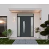 Porte d'entrée aluminium monobloc NANCY gris anthracite RAL 7016 avec 2 châssis latéraux et 1 imposte