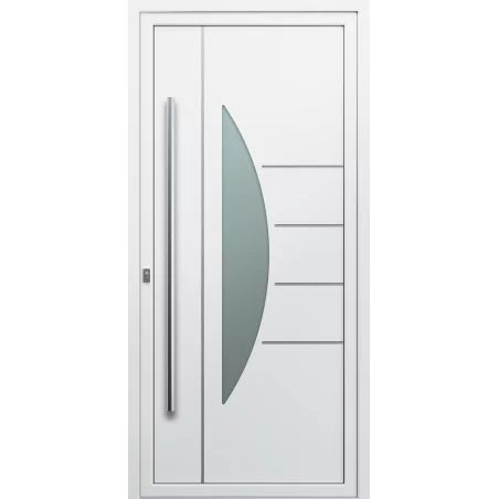 Porte d'entrée aluminium monobloc BAYONNE + blanche avec bâton de maréchal