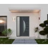 Porte d'entrée aluminium monobloc BAYONNE + gris anthracite RAL 7016 avec 1 châssis latéral