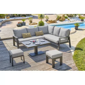 Salon de jardin haut en aluminium Ibiza avec table relevable Salon de jardin haut en aluminium Ibiza avec table relevable