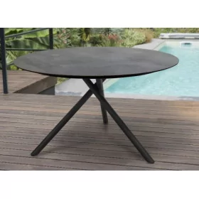 Table de jardin ronde fixe en aluminium Pilat 6 personnes Table de jardin fixe en aluminium ronde Pilat 6 personnes