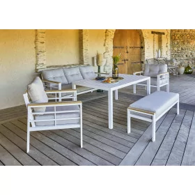 Salon de jardin haut en aluminium Cayenne 7 personnes Salon de jardin haut en aluminium Cayenne 7 personnes blanc