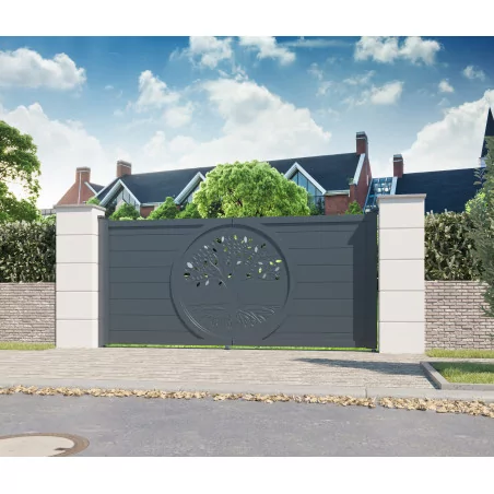 Portail coulissant en aluminium ARBRE DE VIE