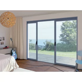 Coulissant aluminium à galandage 2 vantaux centrés coulissant 2V galandage centrés