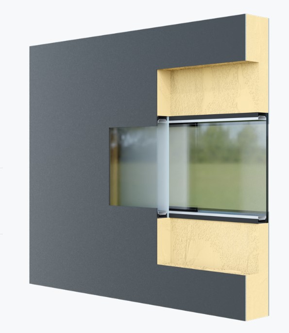 vue de coupe intérieure porte d'entrée monobloc aluminium Toulouse